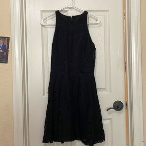 Black lace/crochet flare mini dress